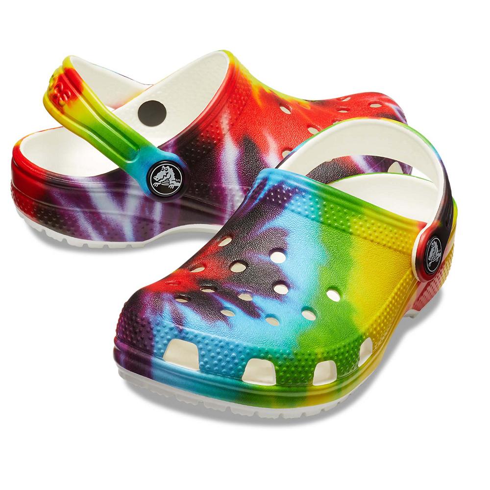 Red / Multi Girls' Crocs Classic Tie-Dye Graphic Clogs | NZ 1481NWYB